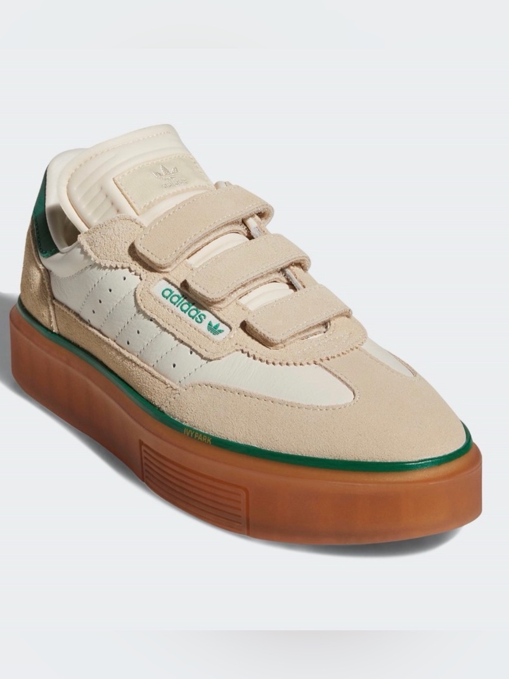 Adidas Blue Ivy Cream & Green Velcro Platform Sneakers